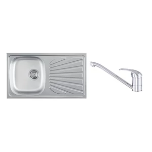 Luna Flex 1D 90 Inox Mosogató és Gamma Alfa Konyhai Csaptelep Szett