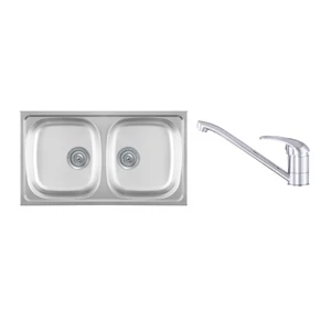 Luna Flex 2D 90 Kétmedencés Inox Mosogató és Gamma Alfa Konyhai Csaptelep Szett