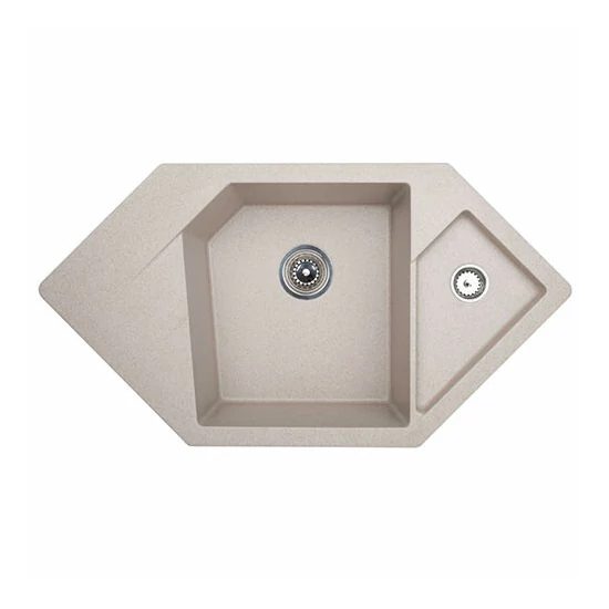 Diamond Metalac Xgranit Gránit Sarok Mosogatótálca - Design, Bézs