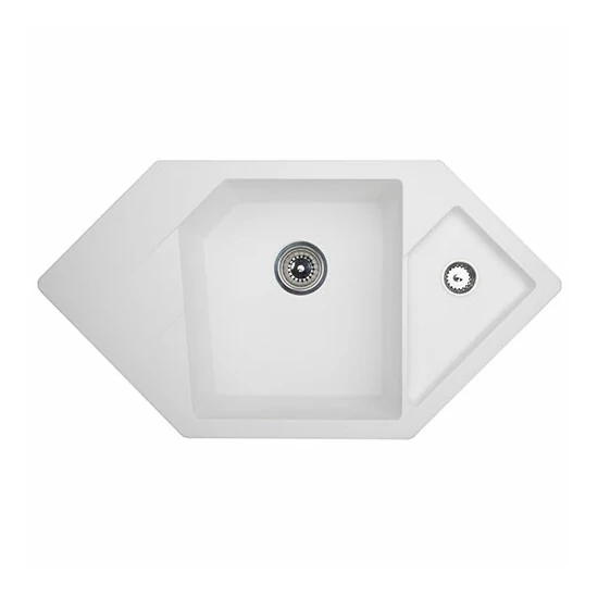 Diamond Metalac Xgranit Gránit Sarok Mosogatótálca - Design, Fehér