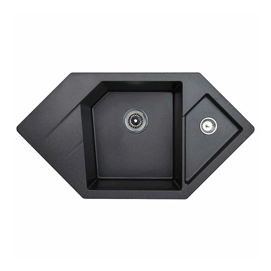 Diamond Metalac Xgranit Gránit Sarok Mosogatótálca - Design, Szemcsés Fekete