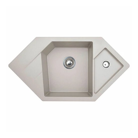 Diamond Metalac Xgranit Gránit Sarok Mosogatótálca - Design, Szürke