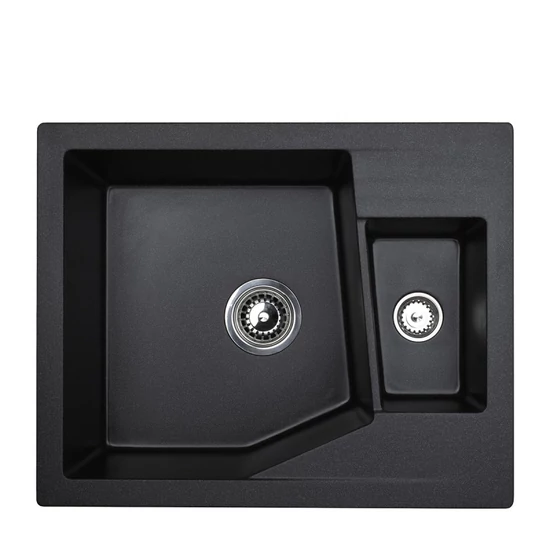 Linea M 1.5D Metalac Xgranit Gránit Mosogatótálca - Extra mély, Egymedencés, Szemcsés Fekete
