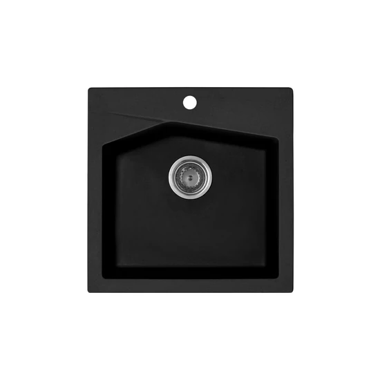 Linea 50 Metalac Xgranit Gránit Mosogatótálca - Extra mély, Egymedencés, Négyzet, Szemcsés Fekete