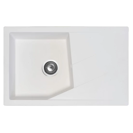 Linea Plus Metalac Xgranit Gránit Mosogatótálca - Extra mély, Csepegtetőtálcás, Fehér