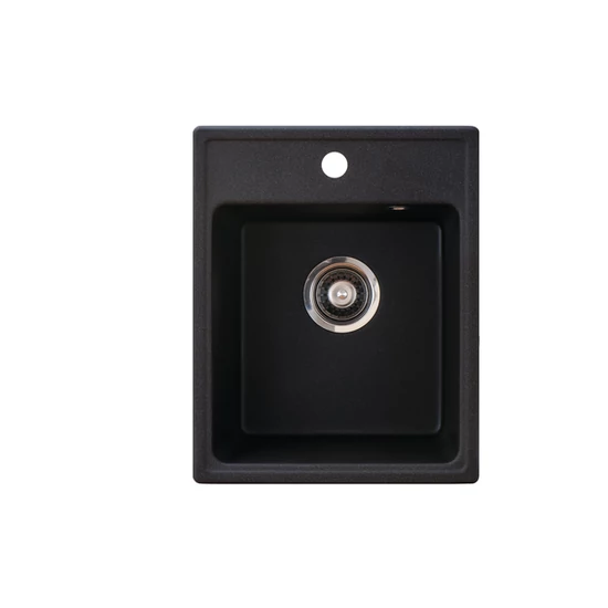 Quadro 40 Metalac Xgranit Gránit Mosogatótálca - Extra mély, Egymedencés, Négyzet, Szemcsés Fekete