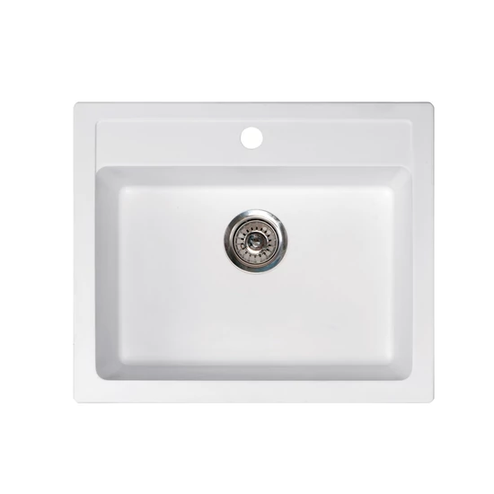 Quadro 60 Metalac Xgranit Gránit Mosogatótálca - Extra mély, Egymedencés, Négyzet, Fehér