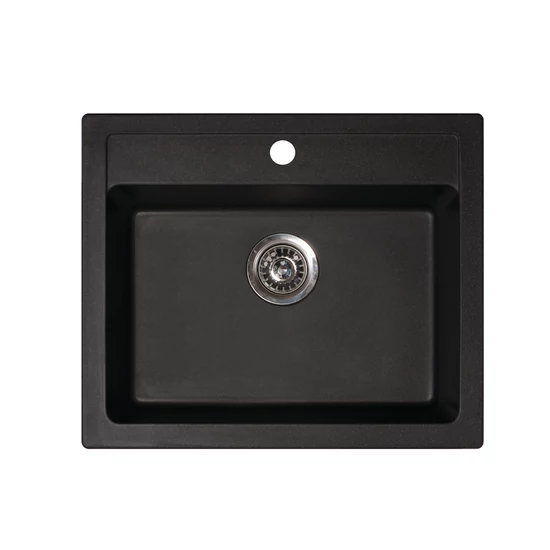 Quadro 60 Metalac Xgranit Gránit Mosogatótálca - Extra mély, Egymedencés, Négyzet, Szemcsés Fekete