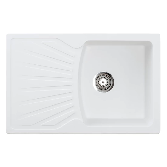 Quadro Plus Metalac Xgranit Gránit Mosogatótálca - Extra mély, Csepegtetőtálcás, Fehér