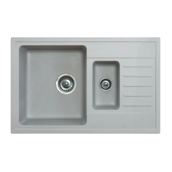 Quadro Plus 1.5D Metalac Xgranit Gránit Mosogatótálca - Extra mély, Csepegtetőtálcás, Design, Szürke
