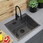 Kép 2/4 - Lavre S6050 Egymedencés Szálcsiszolt Acél Mosogató - Fekete, 600x500 mm