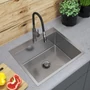 Kép 2/4 - Lavre S6050 Egymedencés Szálcsiszolt Acél Mosogató - Króm, 600x500 mm